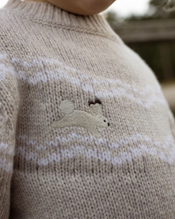 Yohana Merino Wool Sweater | Arctic Hares | Lavender Brown Melange