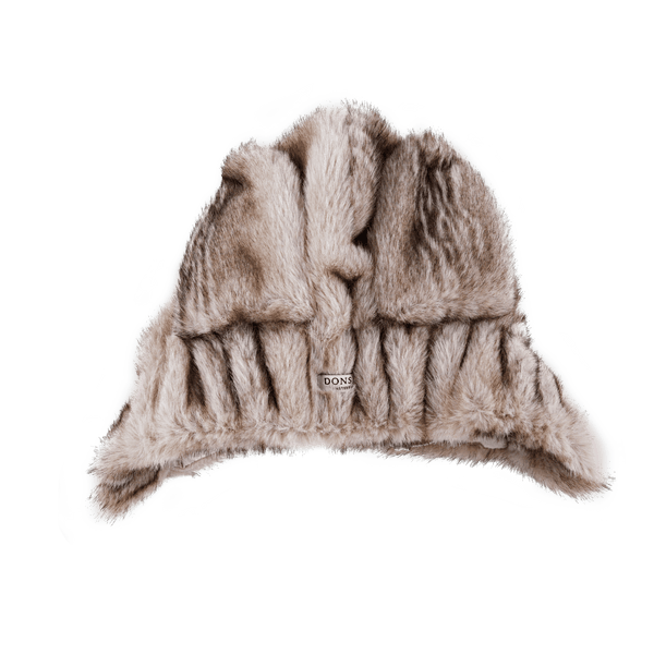 Evangeline Hat | Soft Taupe Striped Teddy