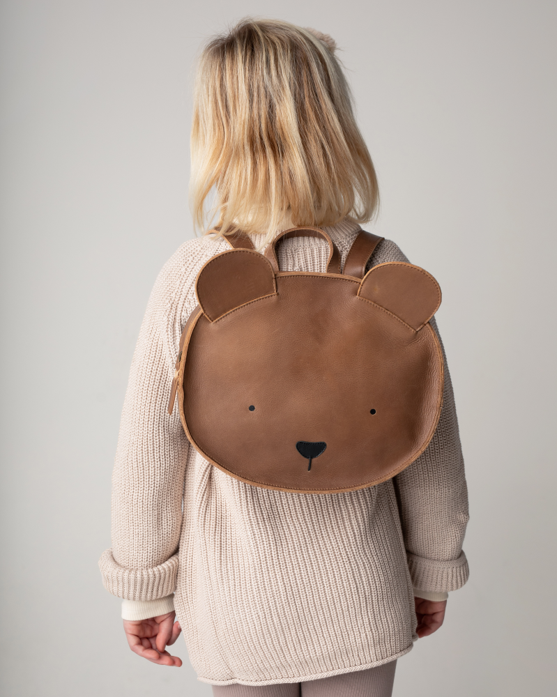 Umi Schoolbag | Bear | Cognac Classic Leather