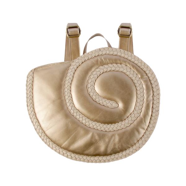 Seafo Schoolbag | Moon Shell | Champagne Metallic Leather