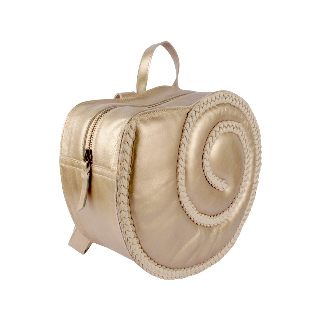 Seafo Schoolbag | Moon Shell | Champagne Metallic Leather