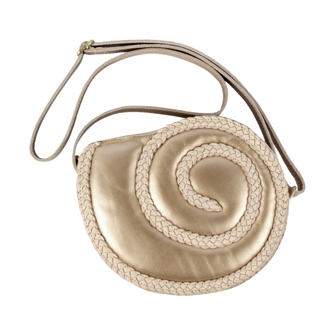 Shelly Shoulderbag | Moon Shell | Champagne Metallic Leather