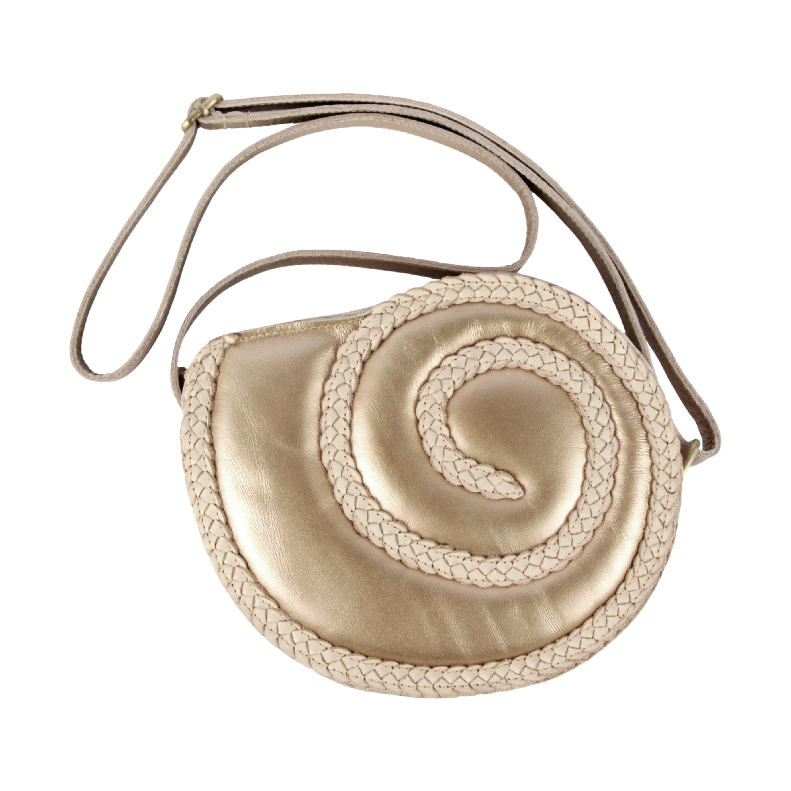 Shelly Shoulderbag | Moon Shell | Champagne Metallic Leather