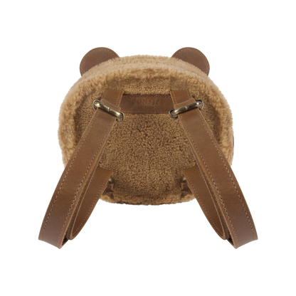Pugi Backpack | Bear | Light Maple Curly Faux Fur