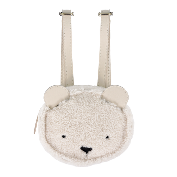Pugi Backpack | Polar Bear | Off White Curly Faux Fur
