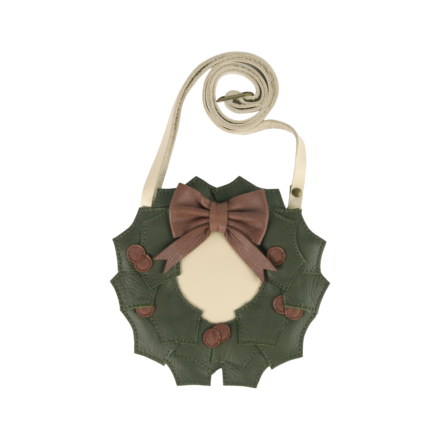 Wenda Purse | Holly Wreath | Off White Leather