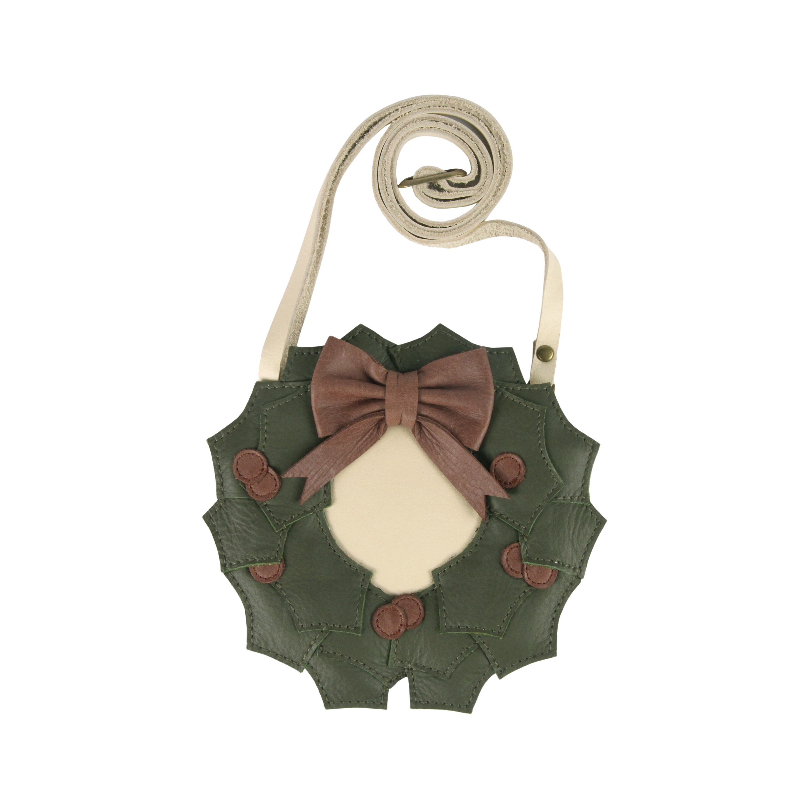 Wenda Purse | Holly Wreath | Off White Leather