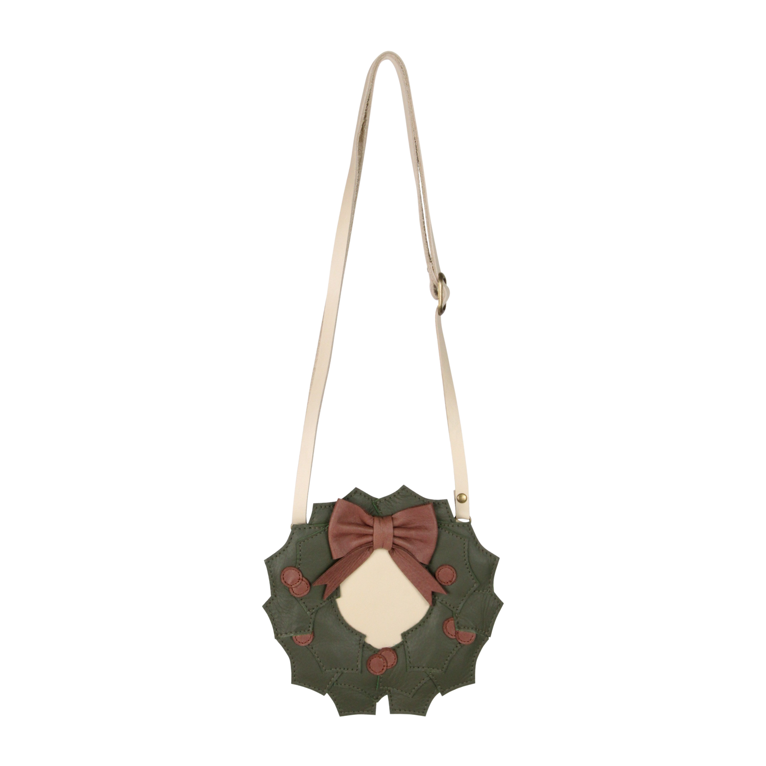 Wenda Purse | Holly Wreath | Off White Leather