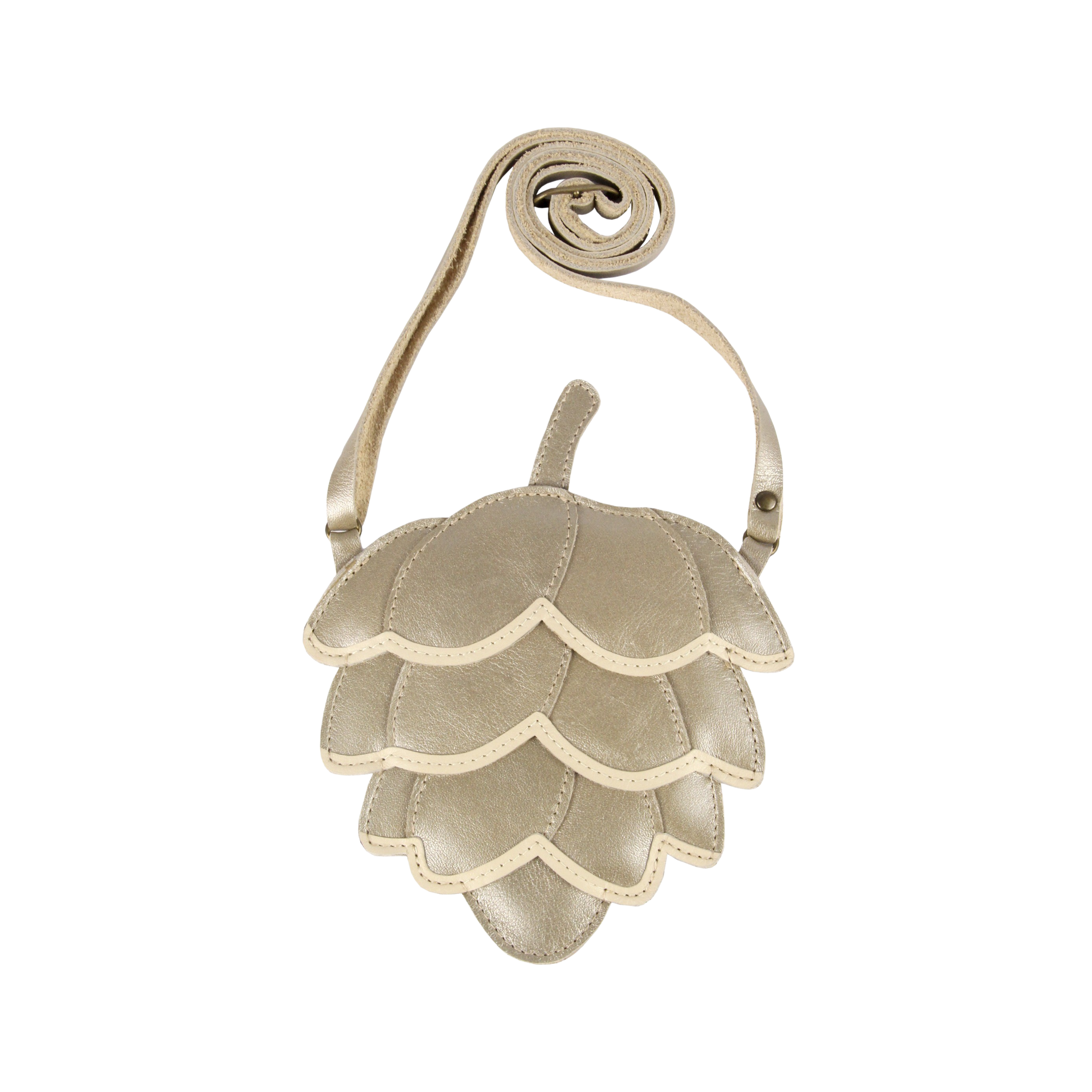 Pitta Purse | Pine Cone | Champagne Metallic Leather