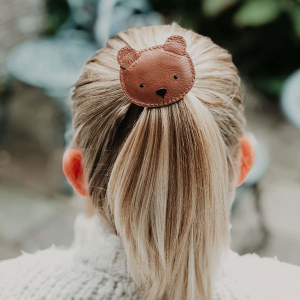 Josy Classic Hair Tie | Bear | Cognac Classic Leather