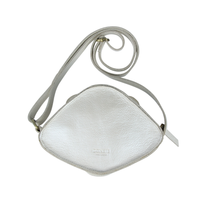 Zellen Shoulder Bag | Peacock | Off White Metallic Leather