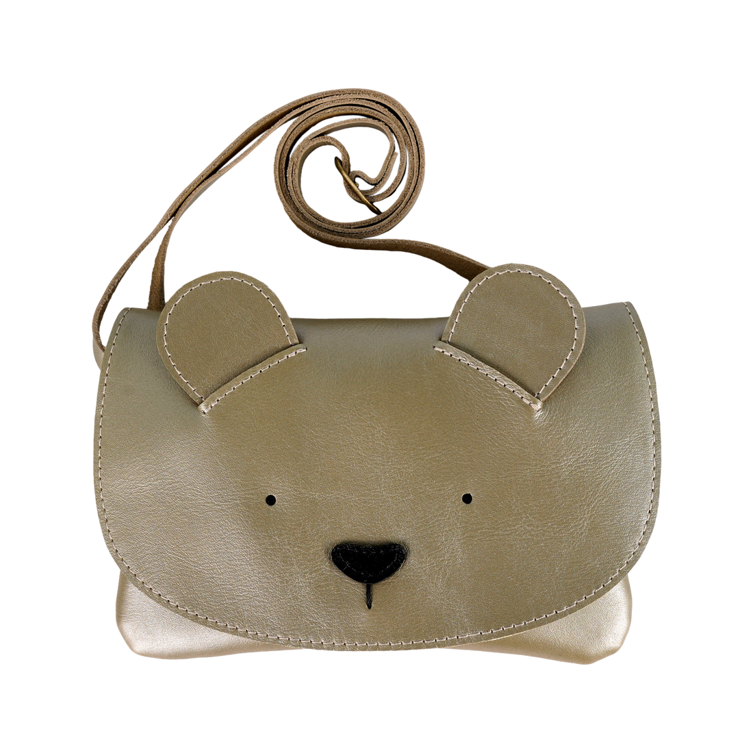 Alaula Purse | Bear | Champagne Metallic Leather