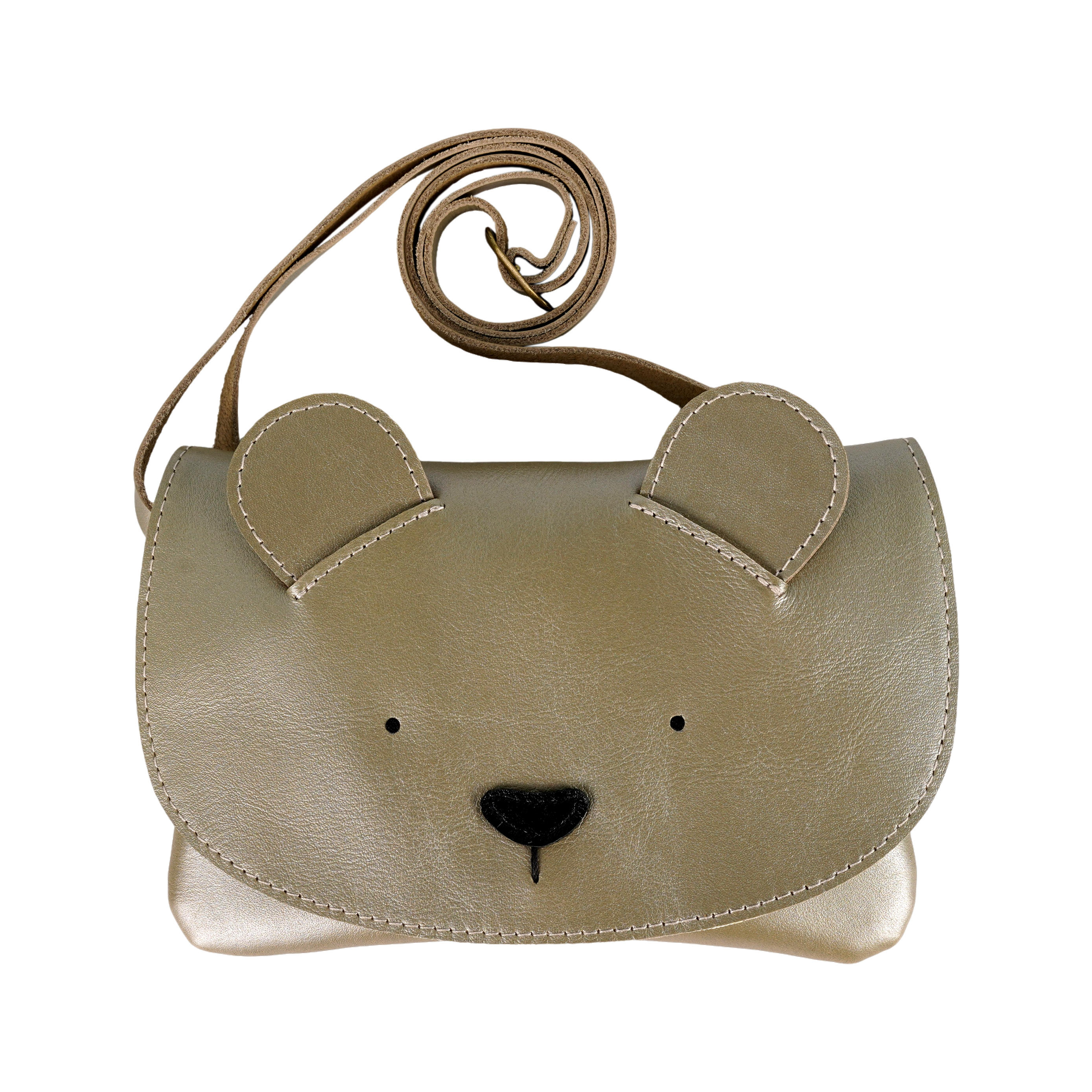 Alaula Purse | Bear | Champagne Metallic Leather