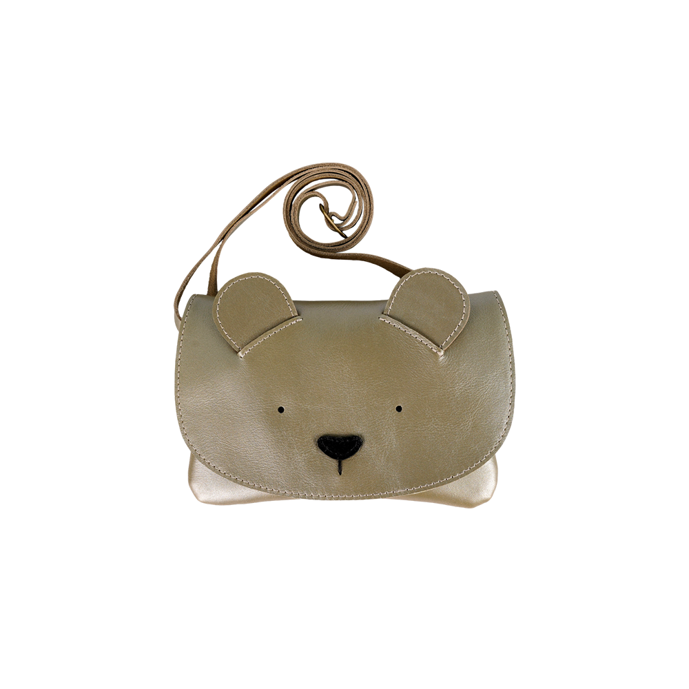 Alaula Purse | Bear | Champagne Metallic Leather