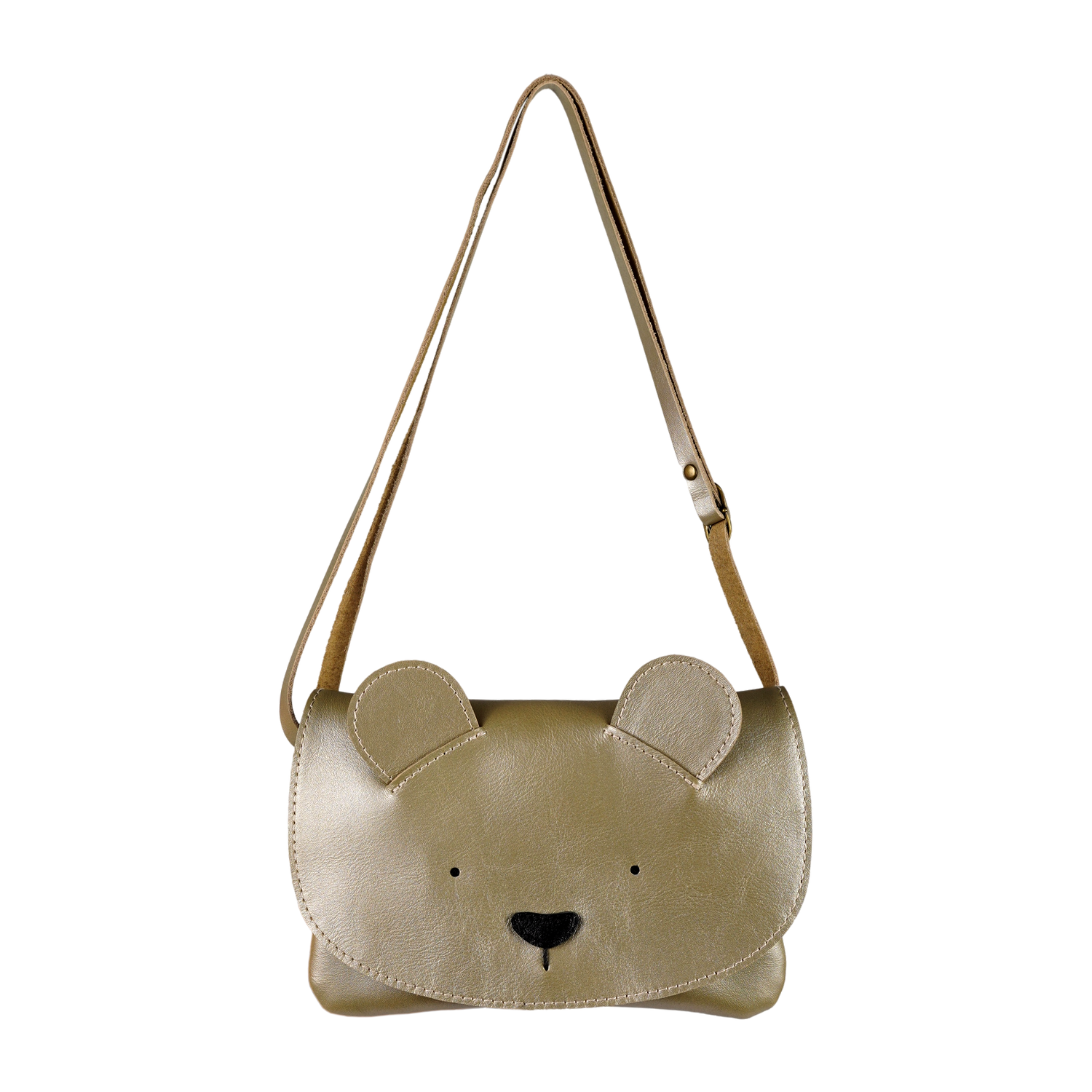 Alaula Purse | Bear | Champagne Metallic Leather