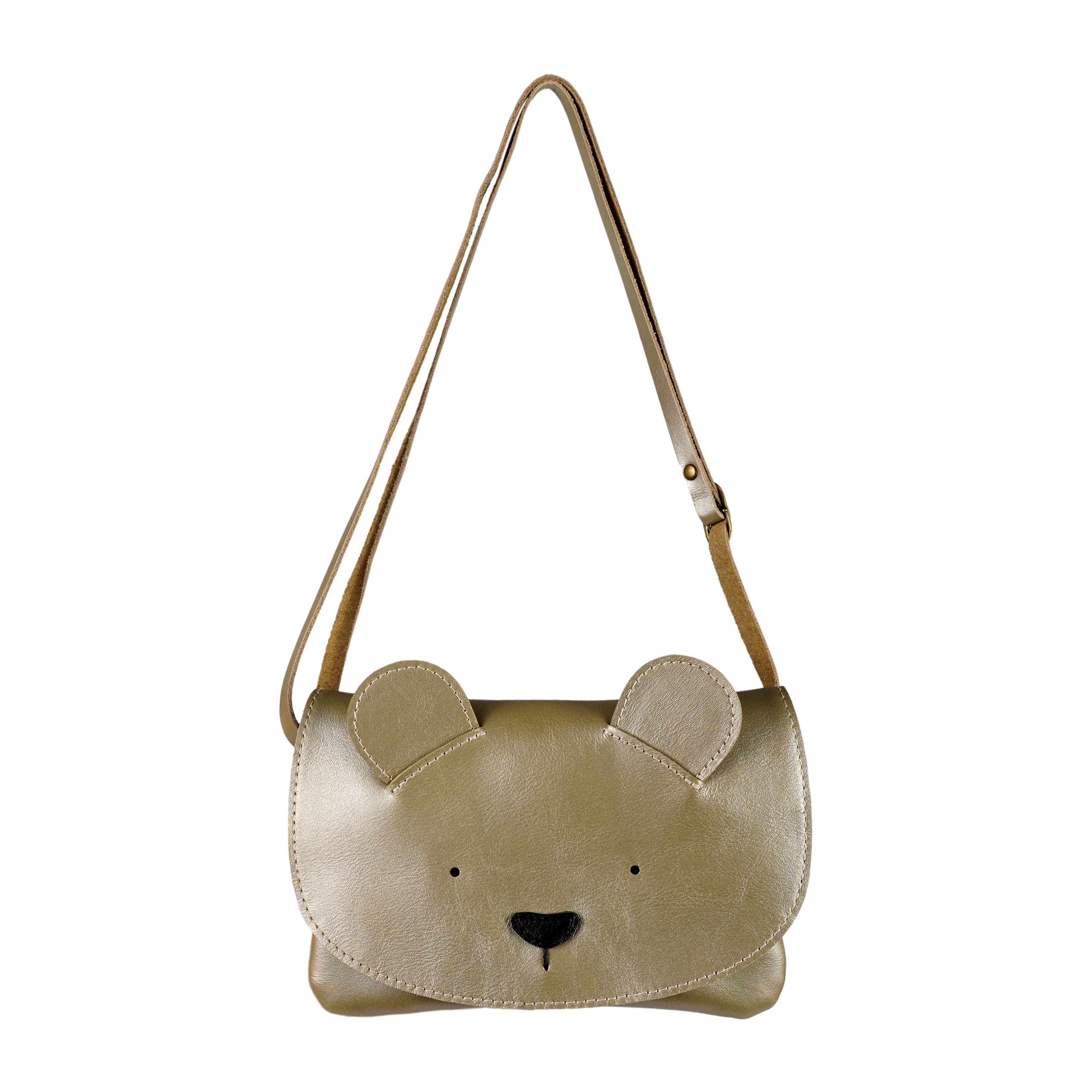 Alaula Purse | Bear | Champagne Metallic Leather