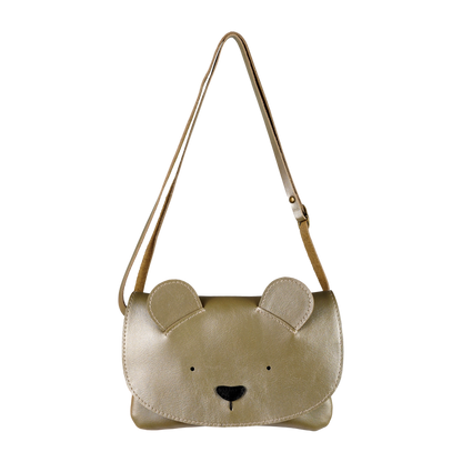 Alaula Purse | Bear | Champagne Metallic Leather