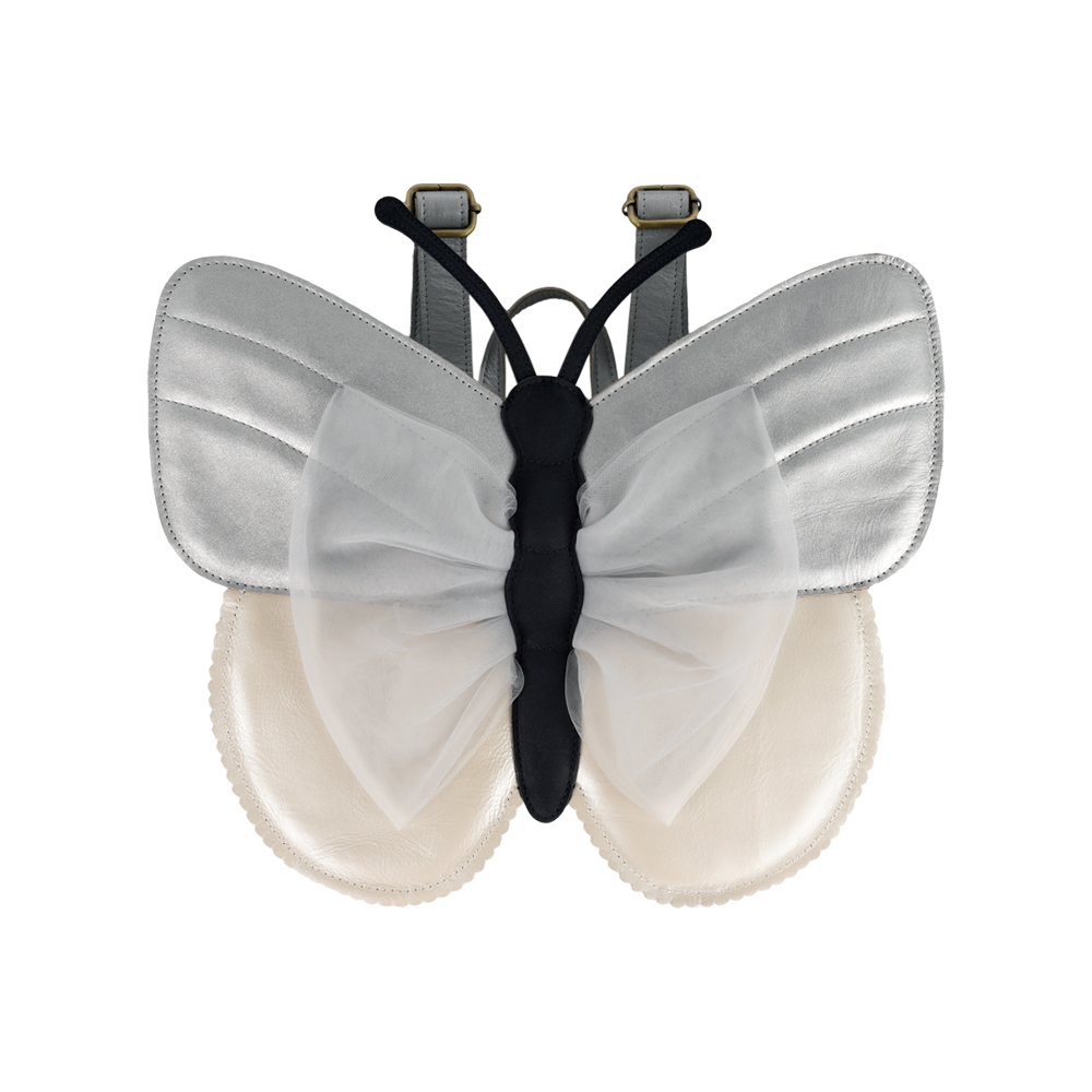 Alja Schoolbag | Vlinder | Silver Grey Metallic Leather