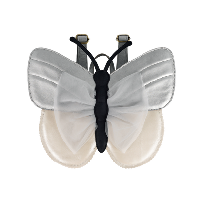 Alja Schoolbag | Vlinder | Silver Grey Metallic Leather