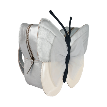 Alja Schoolbag | Vlinder | Silver Grey Metallic Leather