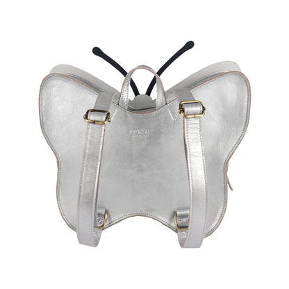 Alja Schoolbag | Vlinder | Silver Grey Metallic Leather