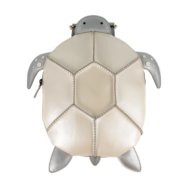 Gozo Backpack | Shimmer Turtle | Silver Grey Metallic Leather