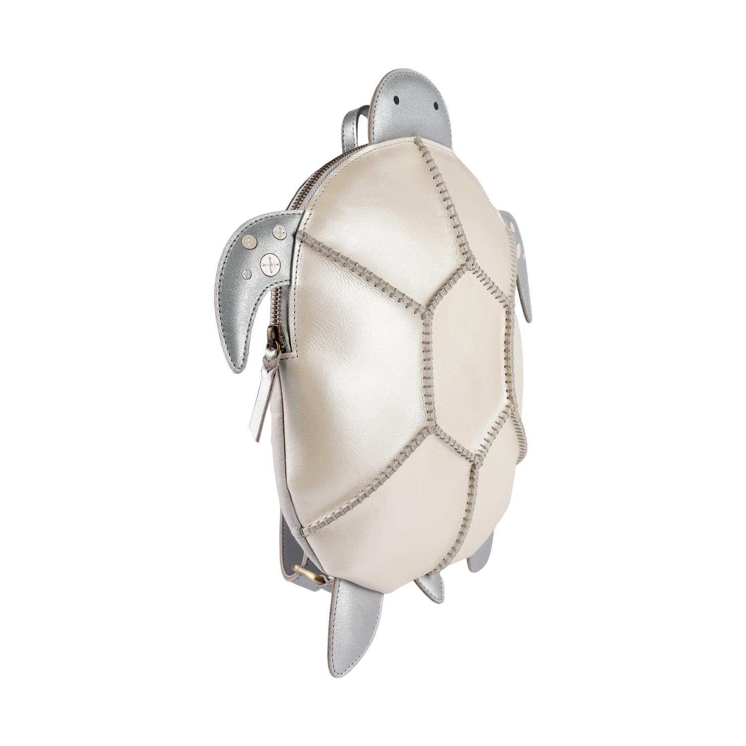 Gozo Backpack | Shimmer Turtle | Silver Grey Metallic Leather