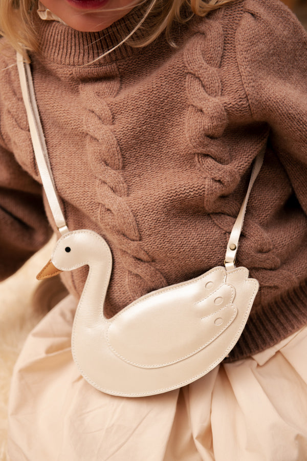 Chiem Purse | Swan | Off White Metallic Leather