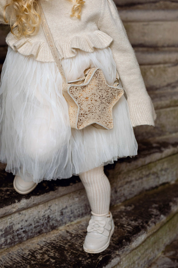 Roxlyn Shoulder Bag | Star | Cream Metallic Suede