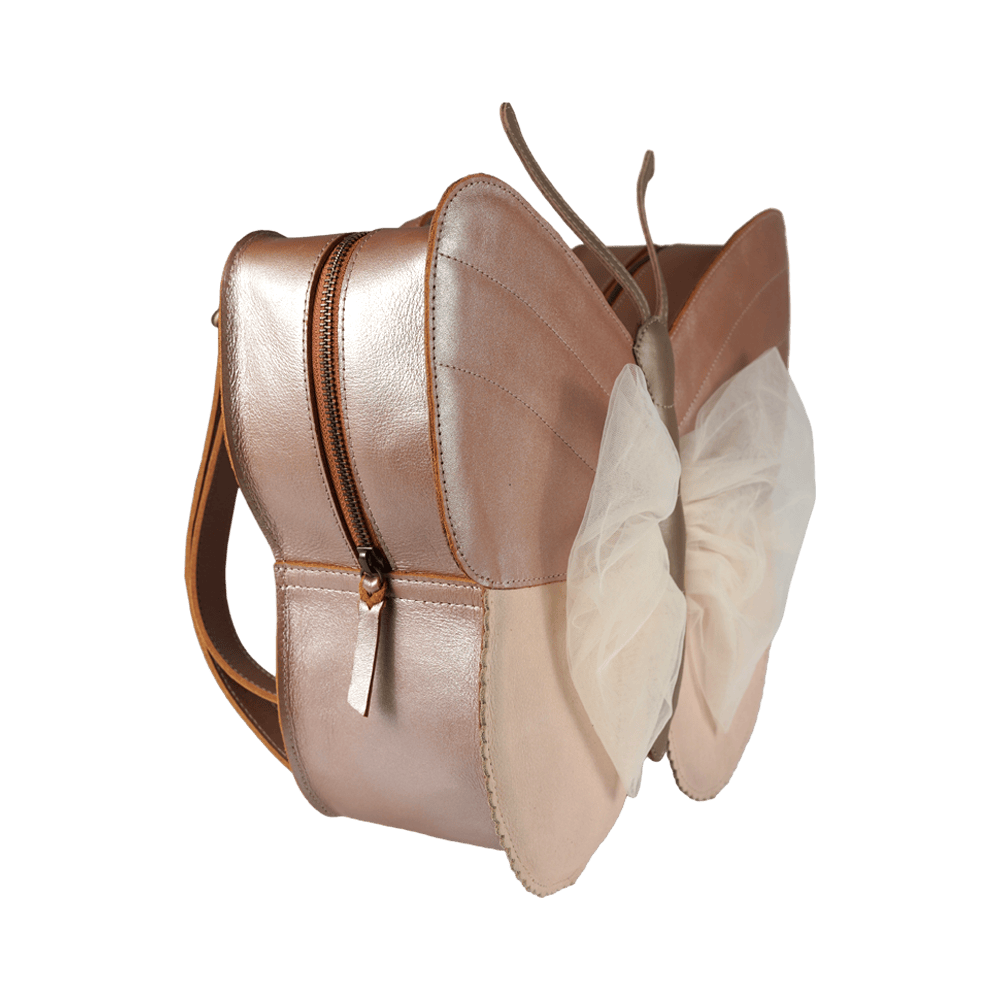 Alja Schoolbag | Vlinder | Clay Metallic Leather