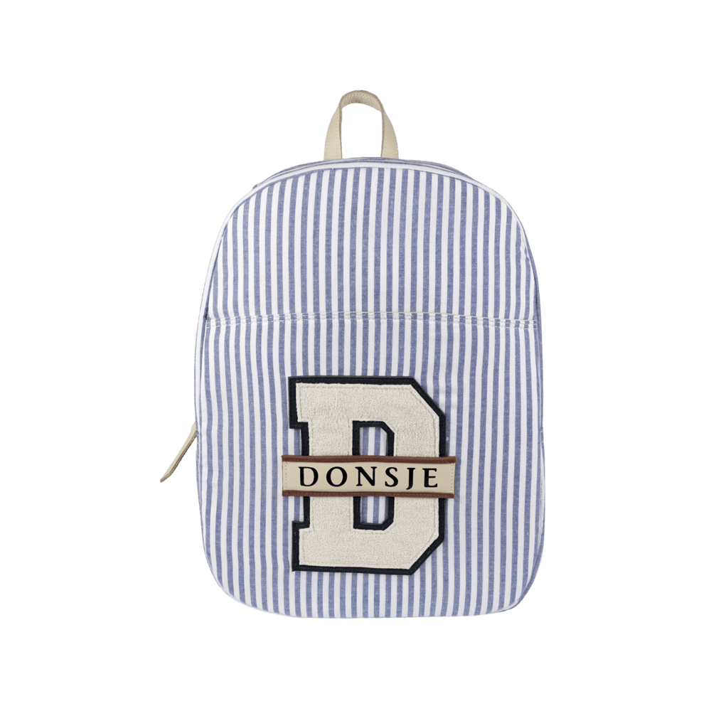 Raffie Schoolbag | Blue - Moss Green Striped