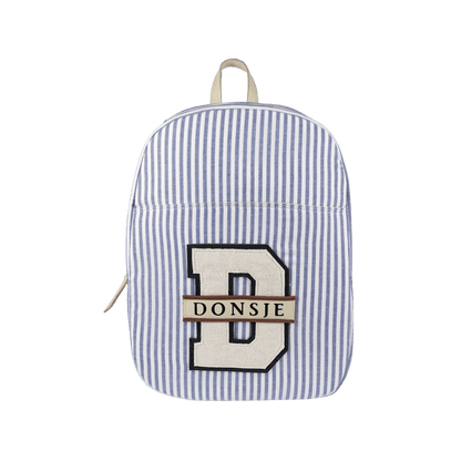 Raffie Schoolbag | Blue - Moss Green Striped