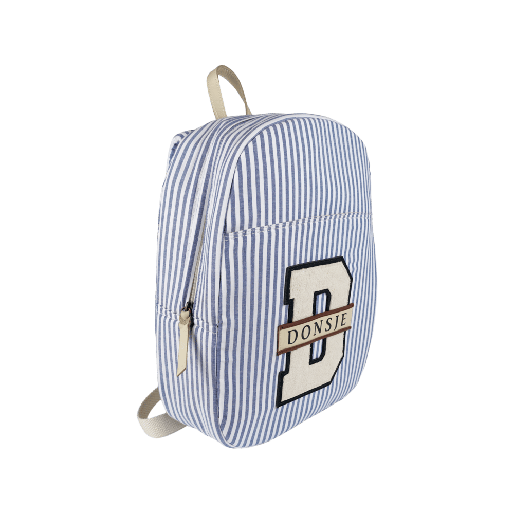Raffie Schoolbag | Blue - Moss Green Striped