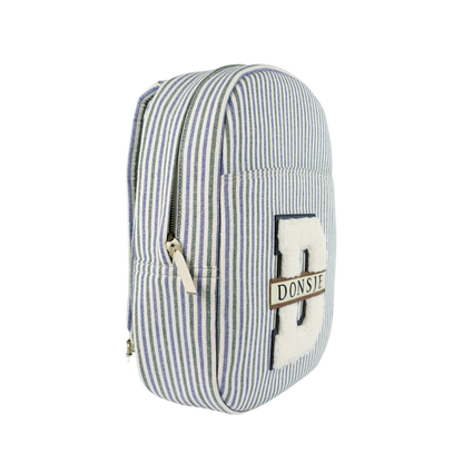 Raffie Schoolbag | Blue - Moss Green Striped