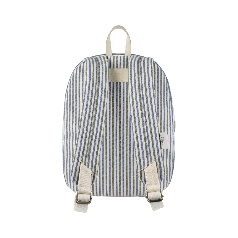 Raffie Schoolbag | Blue - Moss Green Striped