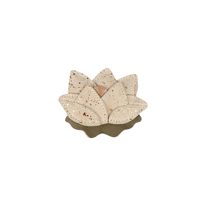 Zaza Fields Hairclip | Water Lily | Cream Metallic Suede