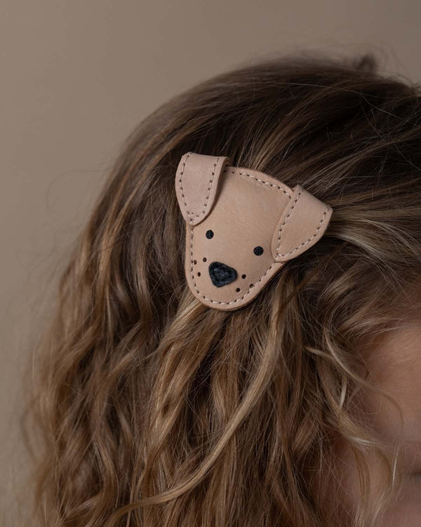 Qosy Classic Hairclip | Dog | Light Rust Leather