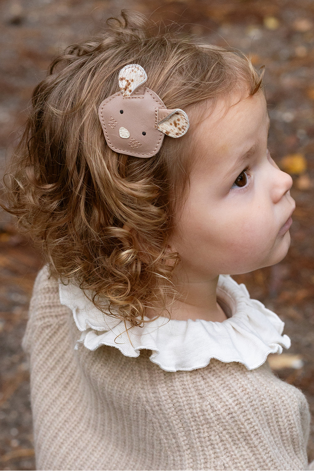 Josy Exclusive Hairclip | Mouse | Praline Leather