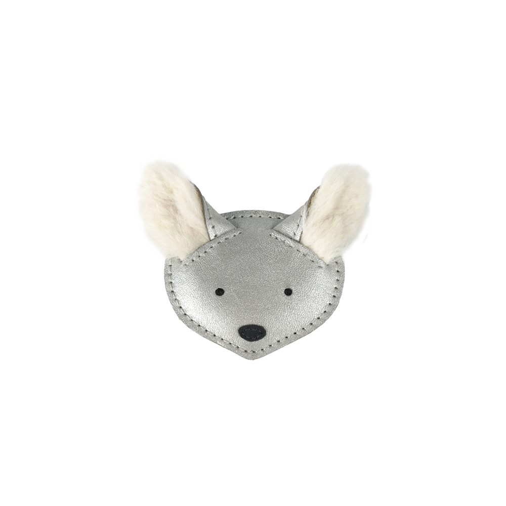 Josy Exclusive Hairclip | Polar Fox | Silver Grey Metallic Leather