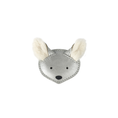 Josy Exclusive Hairclip | Polar Fox | Silver Grey Metallic Leather