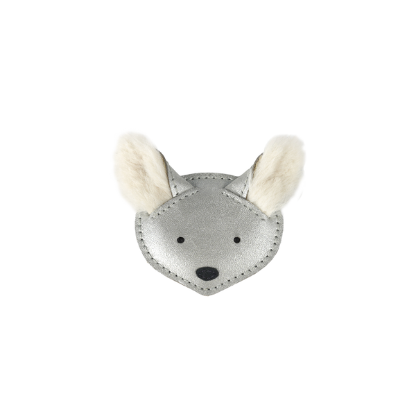 Josy Exclusive Hairclip | Polar Fox | Silver Grey Metallic Leather