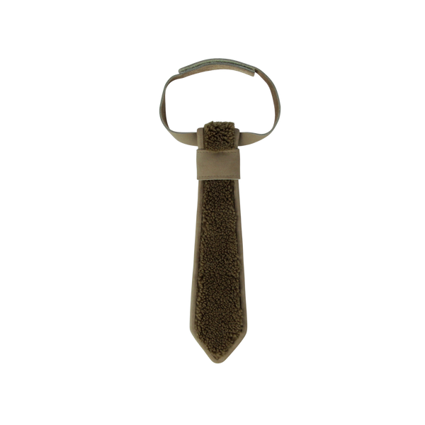 Qarnold Tie | Stone Curly Faux Fur