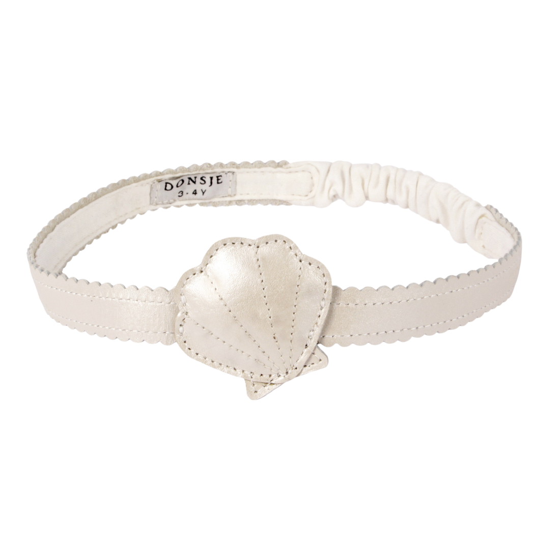 Gurt Headband | Scallop | Off White Metallic Leather