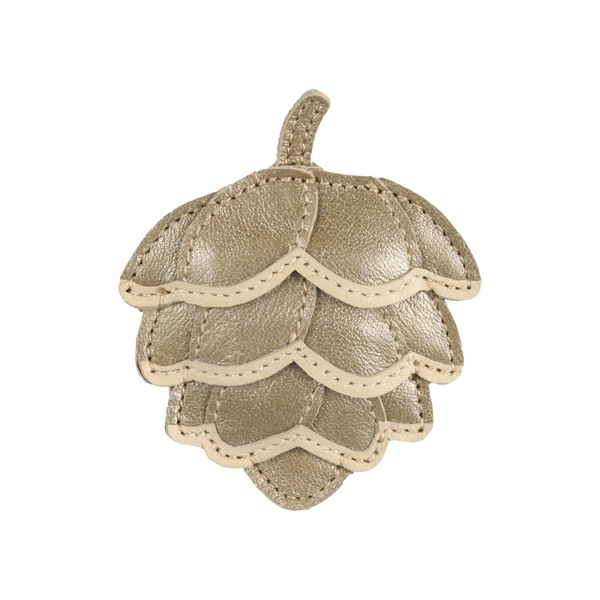 Wonda Hairclip | Pine Cone | Champagne Metallic Leather