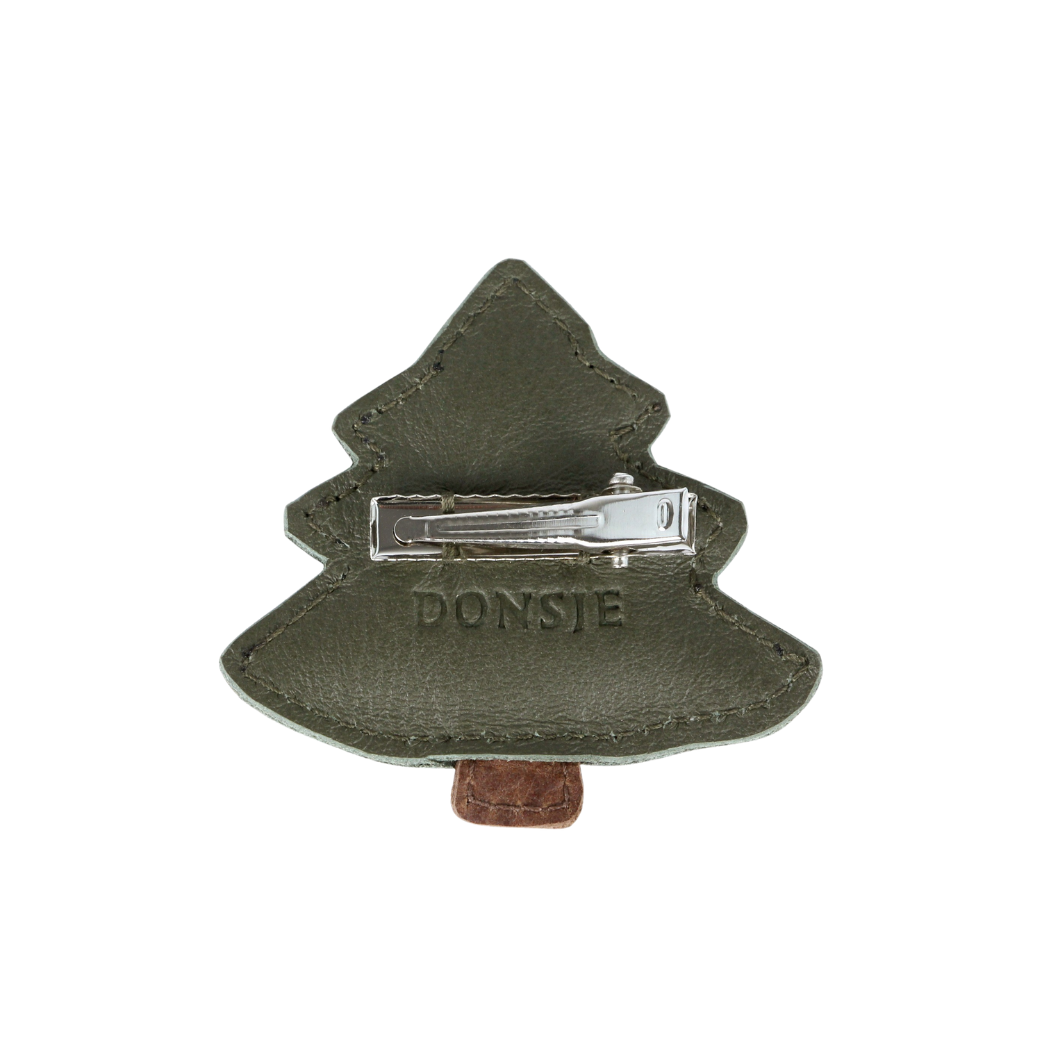 Wonda Hairclip | Christmas Tree | Olive Leather