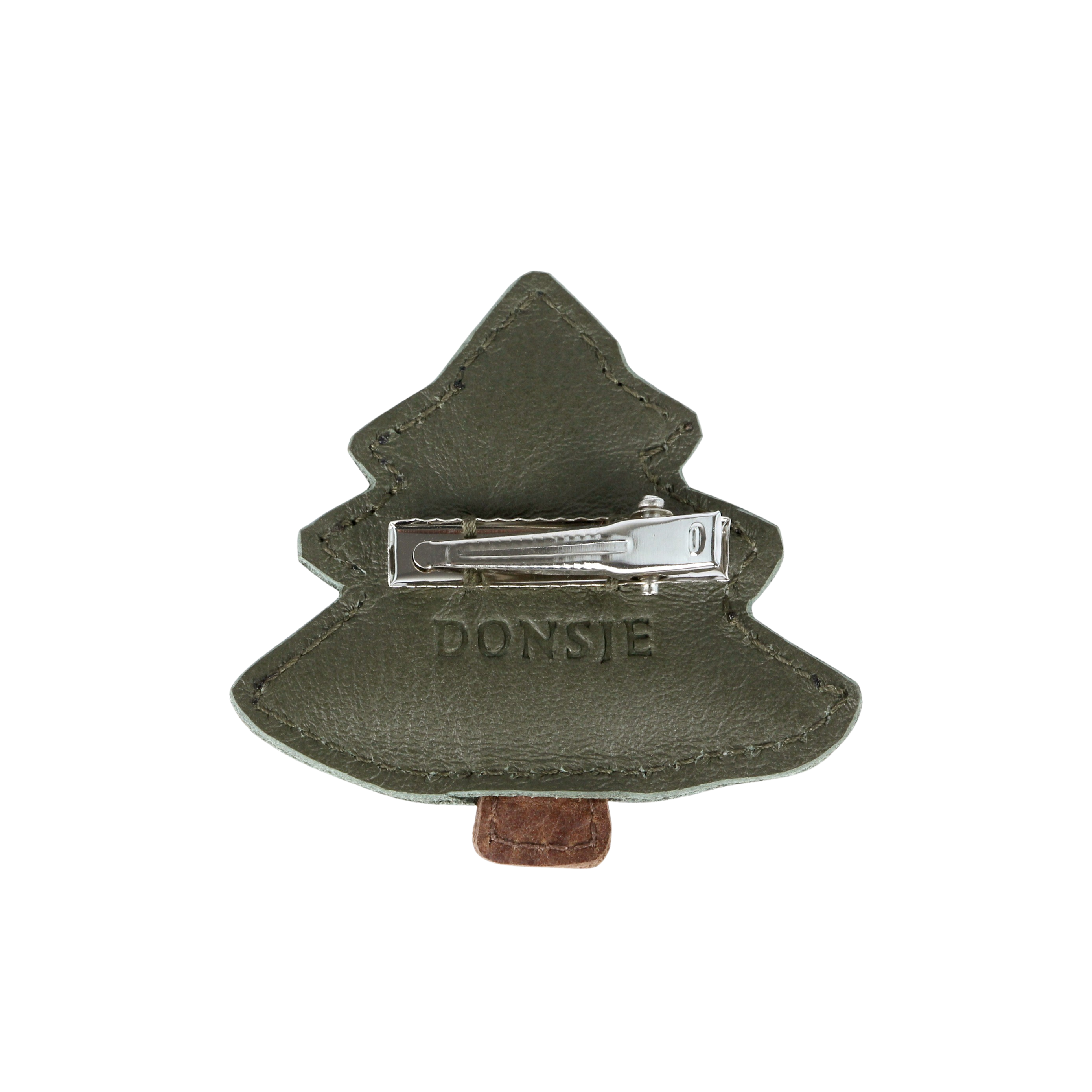 Wonda Hairclip | Christmas Tree | Olive Leather