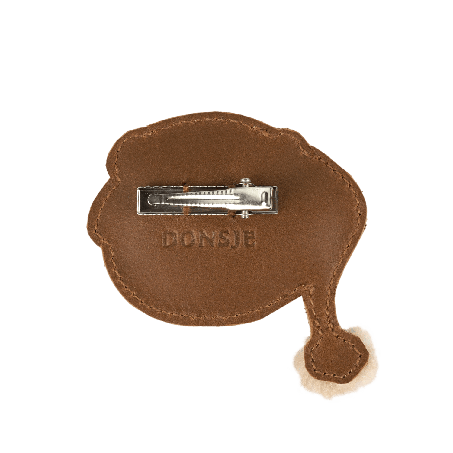 Wonda Hairclip | Christmas Bear | Cognac Classic Leather