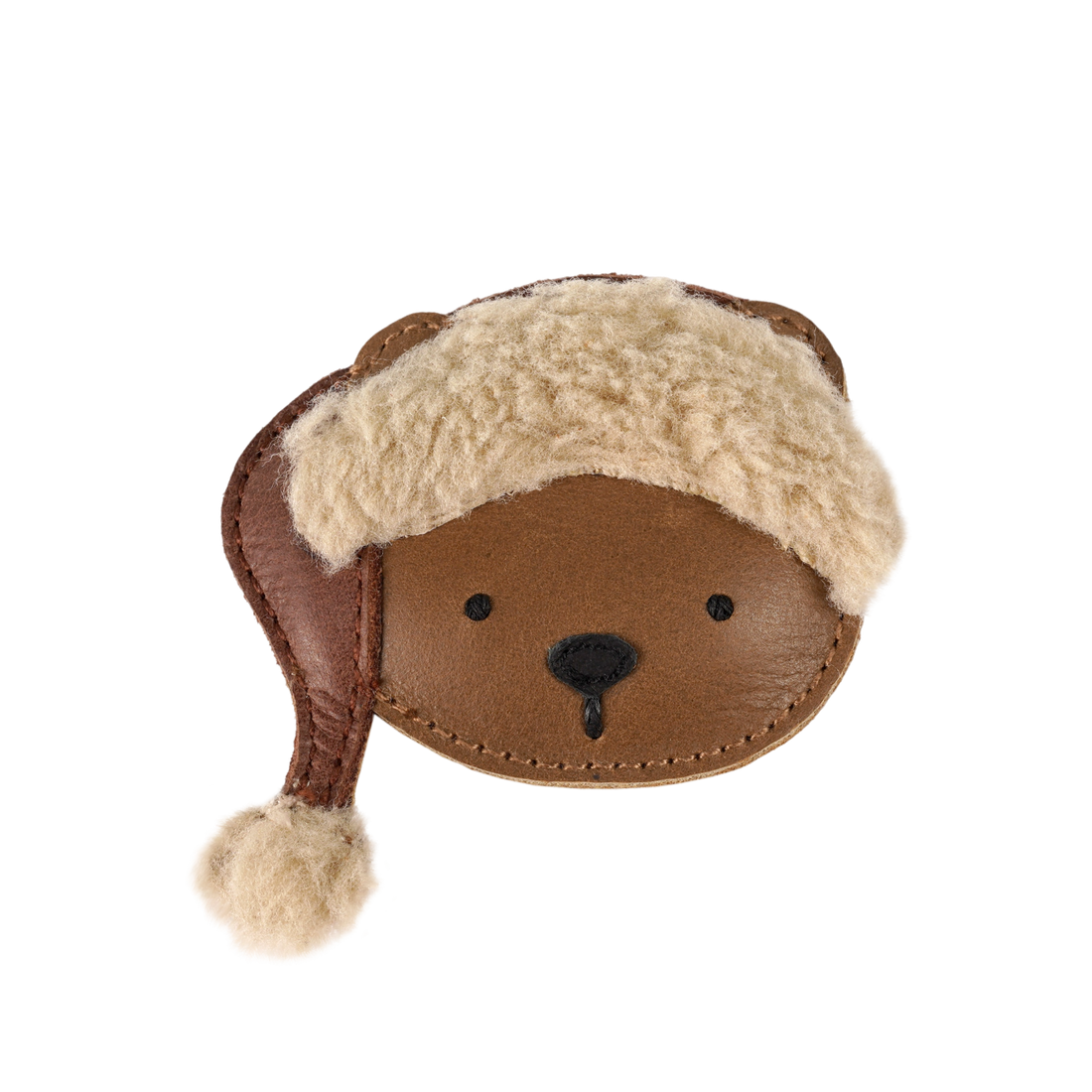 Wonda Hairclip | Christmas Bear | Cognac Classic Leather