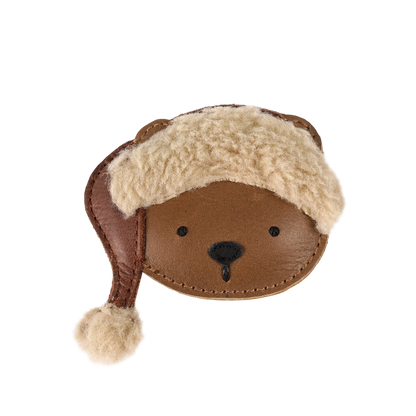 Wonda Hairclip | Christmas Bear | Cognac Classic Leather