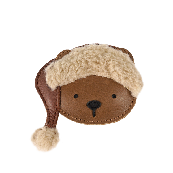 Wonda Hairclip | Christmas Bear | Cognac Classic Leather
